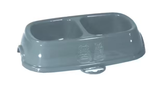 Gamelle chat plast.double bleu 0.2L