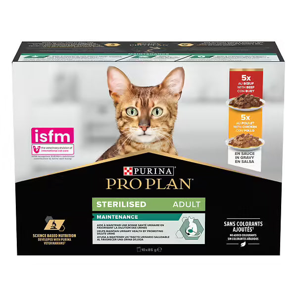 PRO PLAN Adulte Stérilisé au bœuf et poulet en sauce pour chat