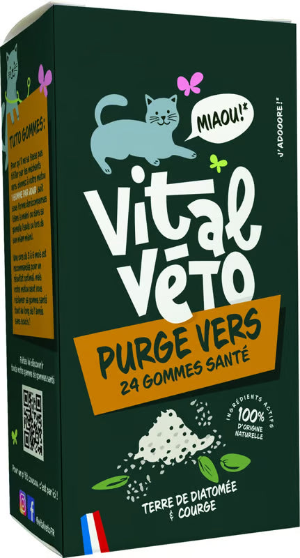 Vitalvéto Purge Vers - Gommes à mâcher pour chat - Antiparasitaires