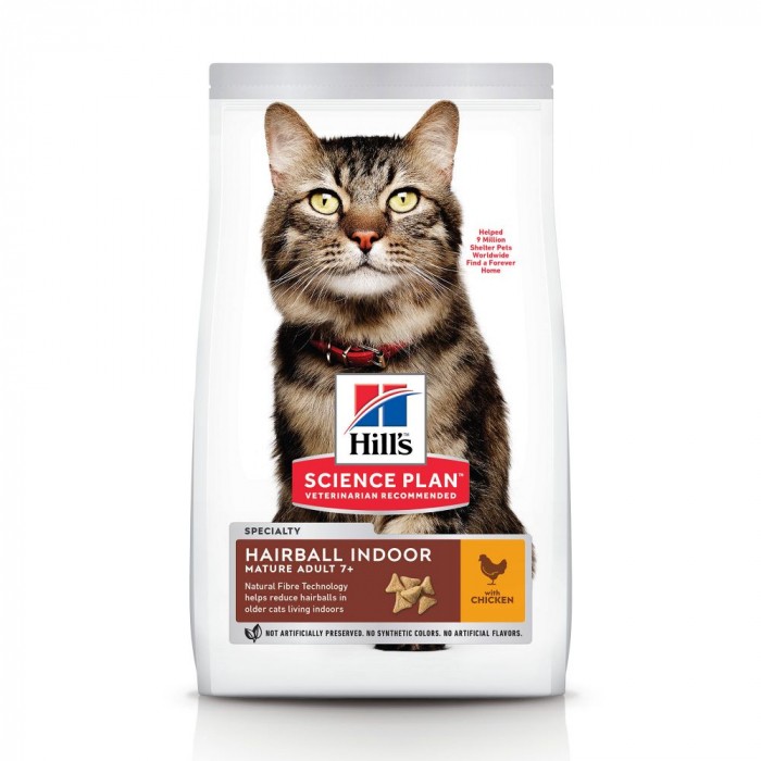Alimentation pour chat - Hill's Science plan Hairball Indoor Mature Adult 7+ pour chats