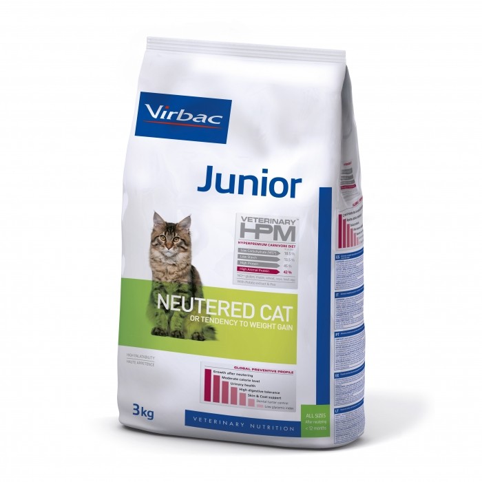 Alimentation pour chat - VIRBAC VETERINARY HPM Physiologique Junior Neutered Cat pour chats