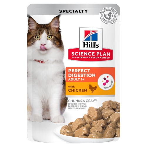 Alimentation pour chat - HILL'S Science Plan Perfect Digestion Adult en Sachets au Poulet - Pâtée pour chat pour chats