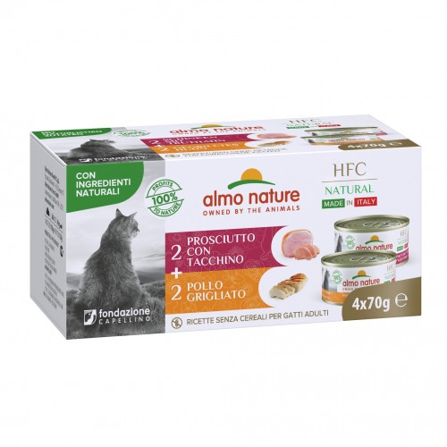 Alimentation pour chat - Almo Nature Pâtées Chat Adulte - HFC Natural Made in Italy - 4 x 70 g pour chats