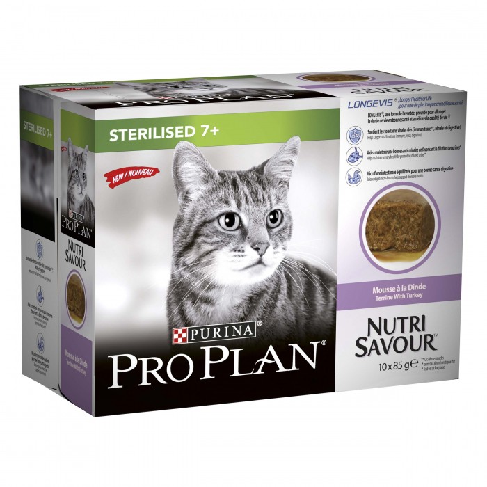Alimentation pour chat - Proplan Nutrisavour Sterilised 7+ Longevis en mousse pour chats