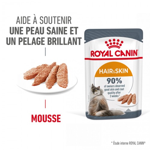Alimentation pour chat - ROYAL CANIN Hair & Skin Care en Mousse – Pâtée pour chat pour chats