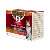 Pâtée en sachets pour chat - HILL'S Science Plan Healthy Cuisine Sterilised Adult en Mijotés au Poulet & au Saumon - Pâtée pour chat 