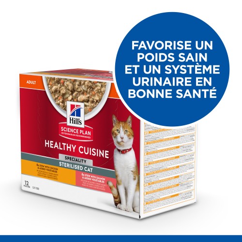 Alimentation pour chat - HILL'S Science Plan Healthy Cuisine Sterilised Adult en Mijotés au Poulet & au Saumon - Pâtée pour chat pour chats