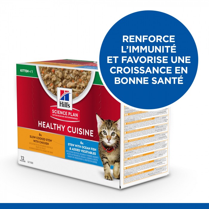 Alimentation pour chat - HILL'S Science Plan Healthy Cuisine Kitten en Mijotés au Poulet & au Poisson - Pâtée pour chaton pour chats