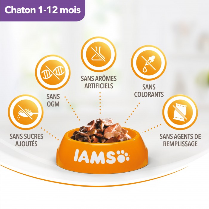 Alimentation pour chat - IAMS Delights Kitten - Lot 12 x 85 g pour chats