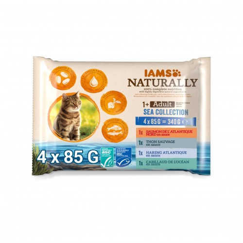 Alimentation pour chat - IAMS Naturally Saveurs Terre & Mer - multipack adulte pour chats
