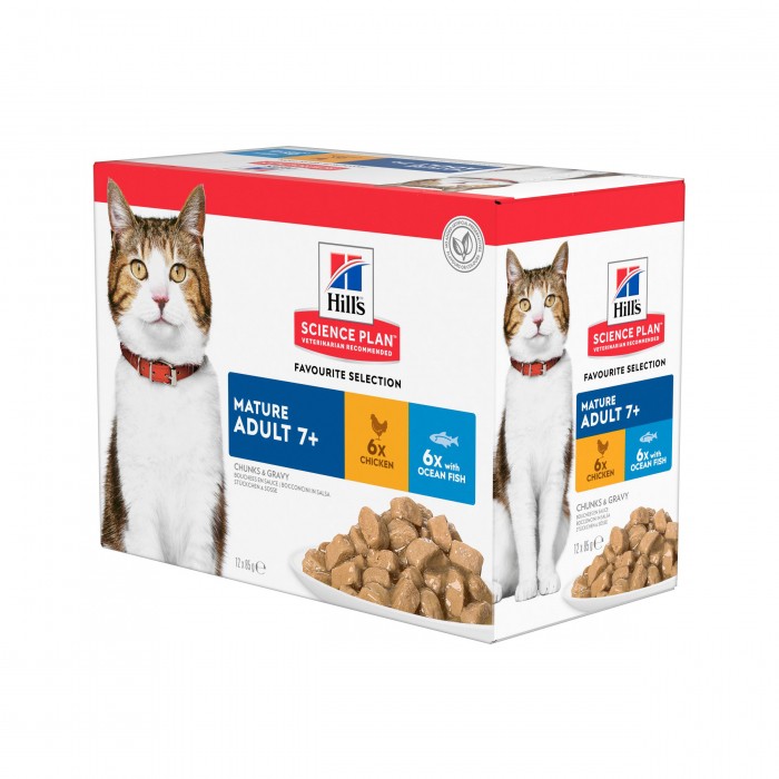 Alimentation pour chat - HILL'S Science Plan Mature Adult 7+ en Sachets - Pâtée pour chat pour chats
