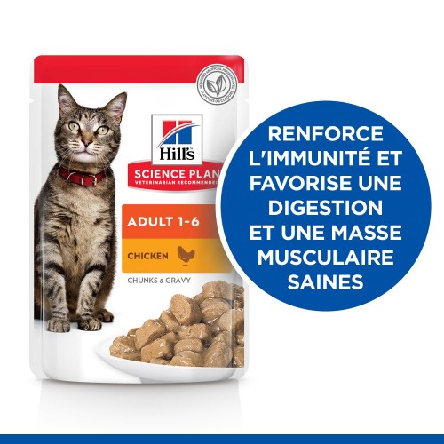 Alimentation pour chat - HILL'S Science Plan Adult en Sachets au Poulet & au Boeuf - Pâtée pour chat pour chats