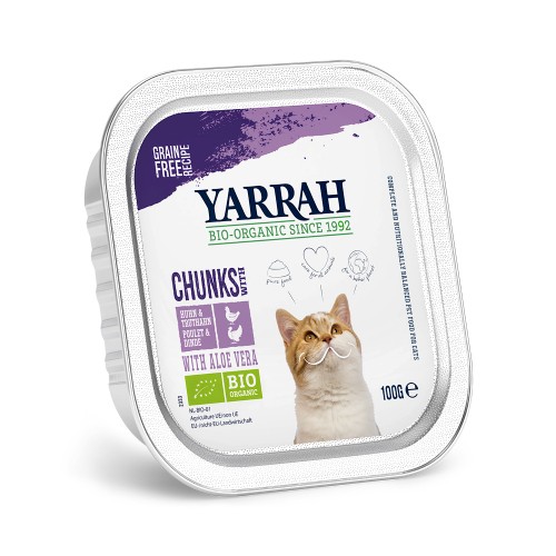 Alimentation pour chat - Yarrah bouchées bio sans céréales - Lot 16 x 100g pour chats