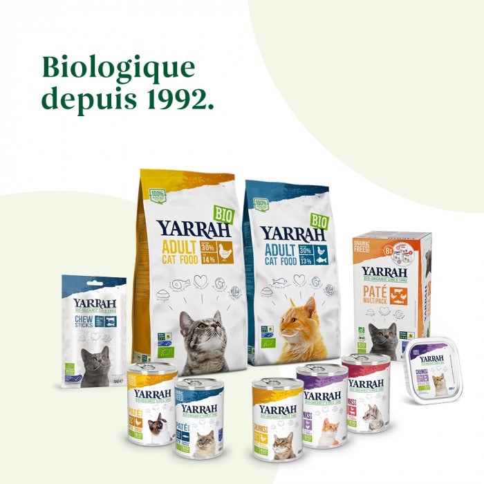 Alimentation pour chat - Yarrah bouchées bio - Lot 12 x 405g pour chats