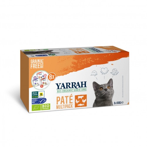 Alimentation pour chat - Yarrah multi-pack de pâtées bio - Lot 8 x 100g pour chats