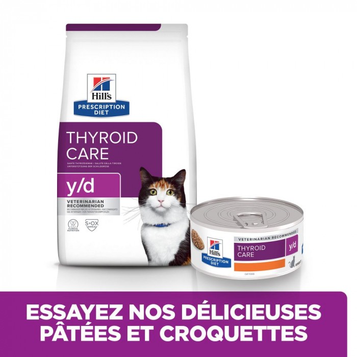 Alimentation pour chat - HILL'S Prescription Diet y/d Thyroid Care en terrine au Poulet - Pâtée pour chat pour chats