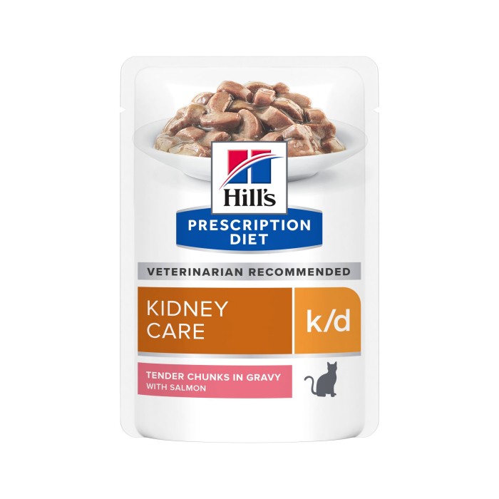 Alimentation pour chat - HILL'S Prescription Diet k/d Kidney Care en bouchées au Saumon - Pâtée pour chat pour chats