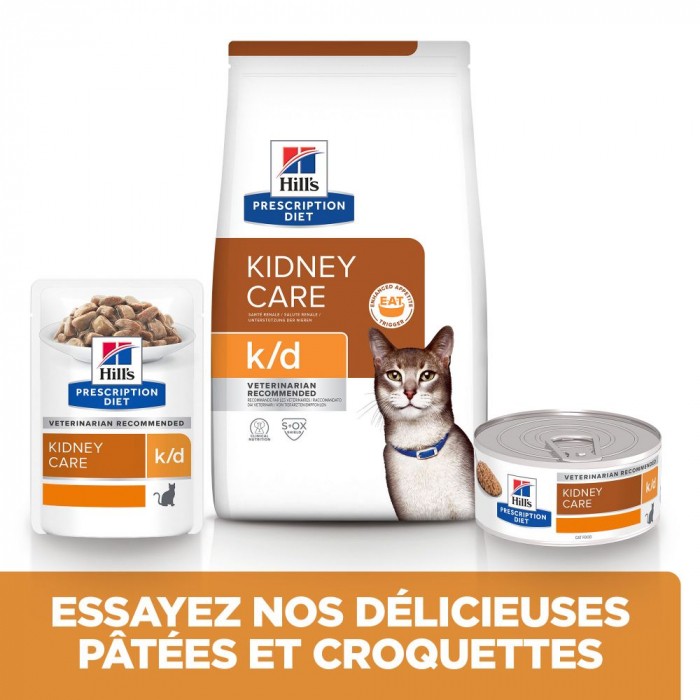 Alimentation pour chat - HILL'S Prescription Diet k/d Kidney Care en bouchées au Poulet - Pâtée pour chat pour chats