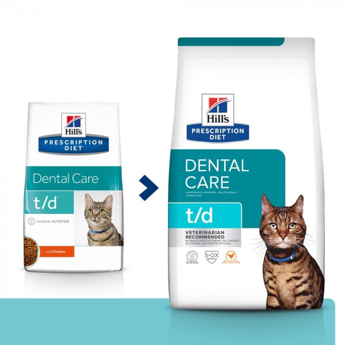 Alimentation pour chat - Hill's Prescription Diet t/d Dental Care au Poulet - Croquettes pour chat pour chats