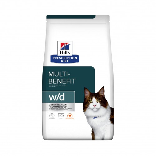Objectif poids idéal - HILL'S Prescription Diet w/d Multi Benefit au Poulet - Croquettes pour chat pour chats