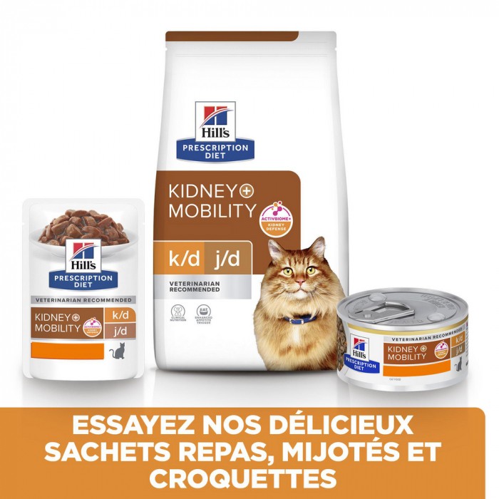 Alimentation pour chat - HILL'S Prescription Diet k/d j/d Kidney + Mobility en bouchées mijotées en poulet - Pâtée pour chat pour chats