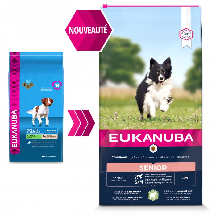 Alimentation pour chien - Eukanuba Senior Small & Medium Breed - Agneau & riz pour chiens