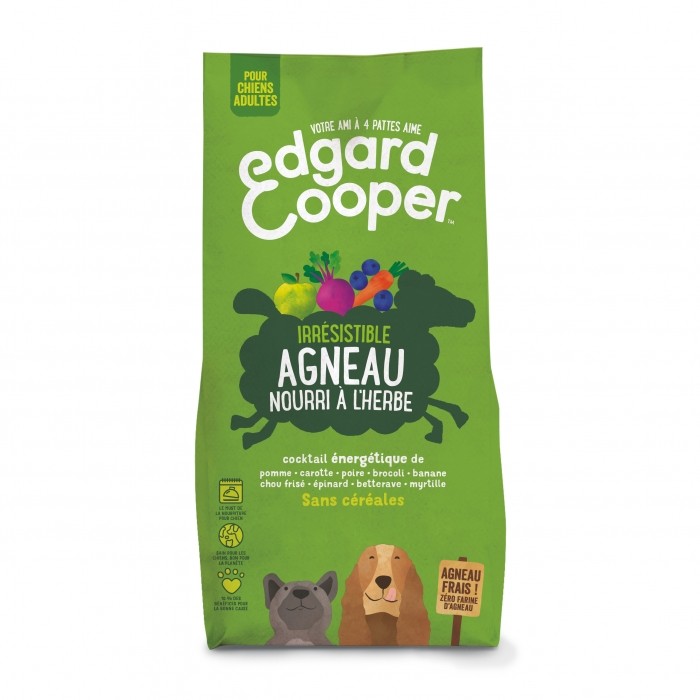 Edgard & Cooper, Irrésistible agneau nourri à l'herbe pour chien-Adulte - Agneau frais - Sans céréal