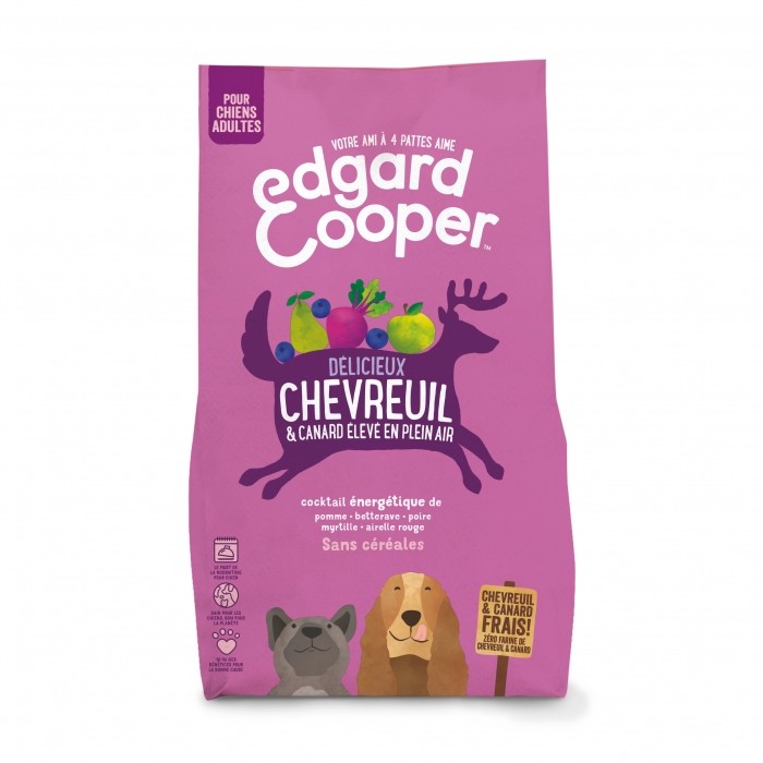 Edgard & Cooper, Délicieux chevreuil et canard pour chien-Adulte - Chevreuil frais et canard plein a