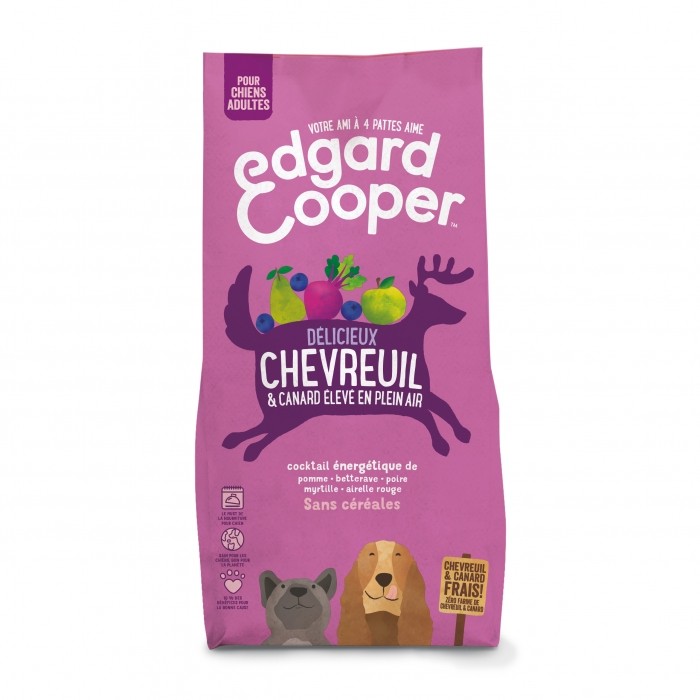 Edgard & Cooper, Délicieux chevreuil et canard pour chien-Adulte - Chevreuil frais et canard plein a
