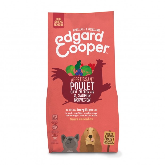Edgard & Cooper, Appétissant poulet et saumon pour chien sénior-Senior - Poulet frais - Sans céréale
