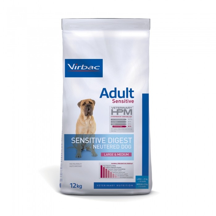 Sélection Made in France - VIRBAC VETERINARY HPM Physiologique Adult Sensitive Digest Neutered Dog Medium & Large pour chiens