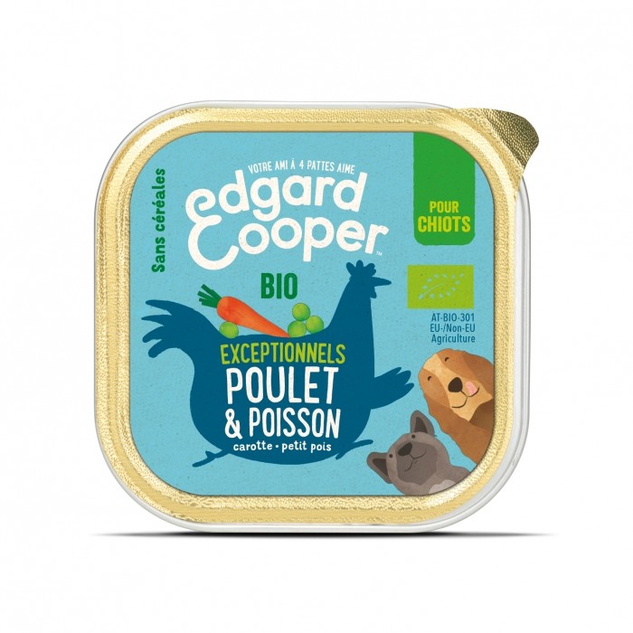 Edgard & Cooper, pâtée bio en barquettes pour chiot-Pâtée Bio sans céréales Chiot - 17 x 100g