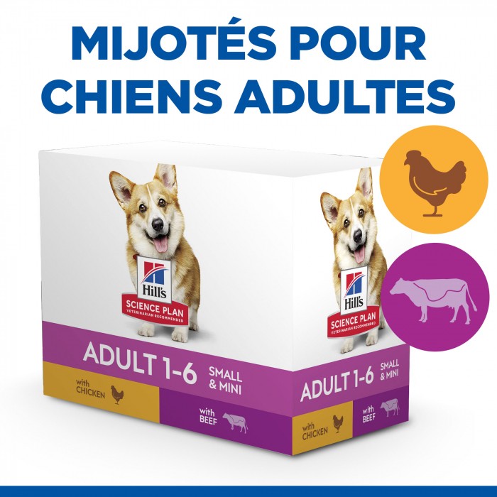 Alimentation pour chien - HILL'S Science Plan Healthy Cuisine Small & Mini Adult en Mijotés au Poulet & au Boeuf - Pâtée pour chien pour chiens