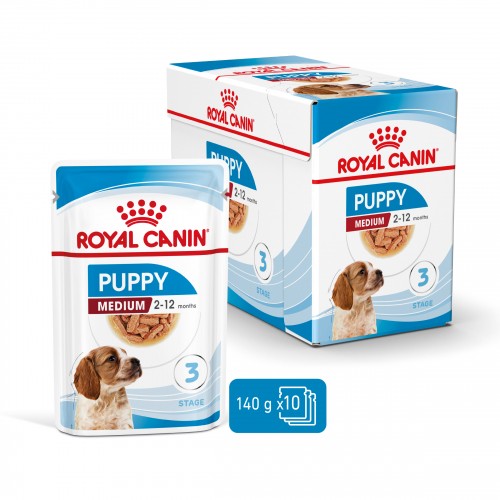 Alimentation pour chien - Royal Canin Medium Puppy en Sauce - Pâtée pour chiot pour chiens