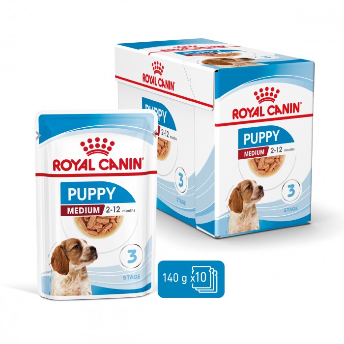 Alimentation pour chien - Royal Canin Medium Puppy en Sauce - Pâtée pour chiot pour chiens