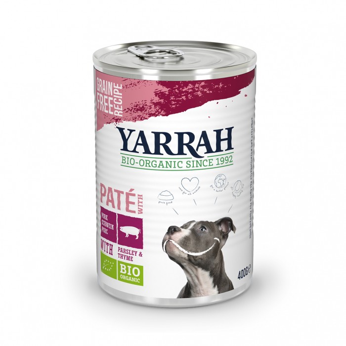 Alimentation pour chien - Yarrah pâtées bio sans céréales - Lot 12 x 400 g pour chiens
