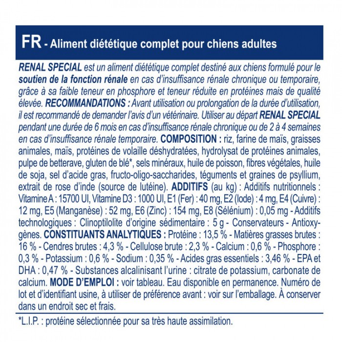 Alimentation pour chien - Royal Canin Veterinary Renal Special pour chiens