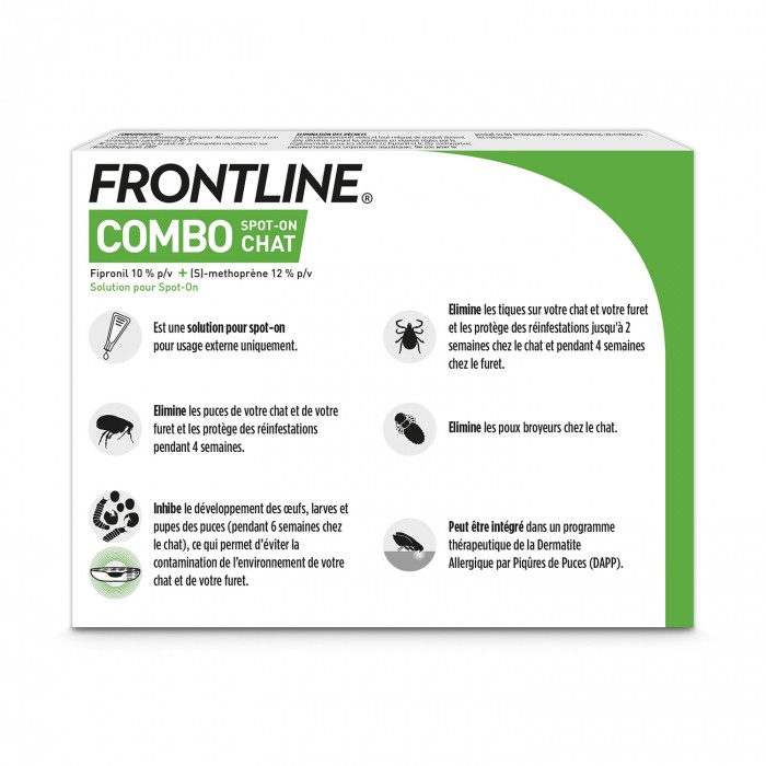 Anti puce chat, anti tique chat - Frontline Combo chat pour chats