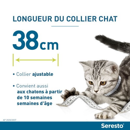 Anti puce chat, anti tique chat - Collier antiparasitaire Seresto chat pour chats