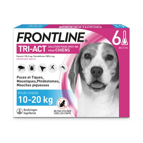 Anti puce chien, anti tique chien - Frontline Tri-act chien pour chiens