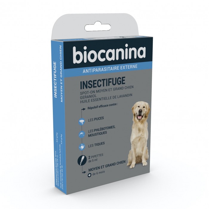 Anti puce chien, anti tique chien - Pipettes Insectifuge naturel pour chiens