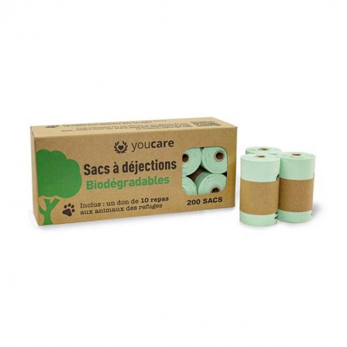 Accessoires chien - YouCare - Sacs à dejections Biodégradables et Solidaires - 200 sacs pour chiens