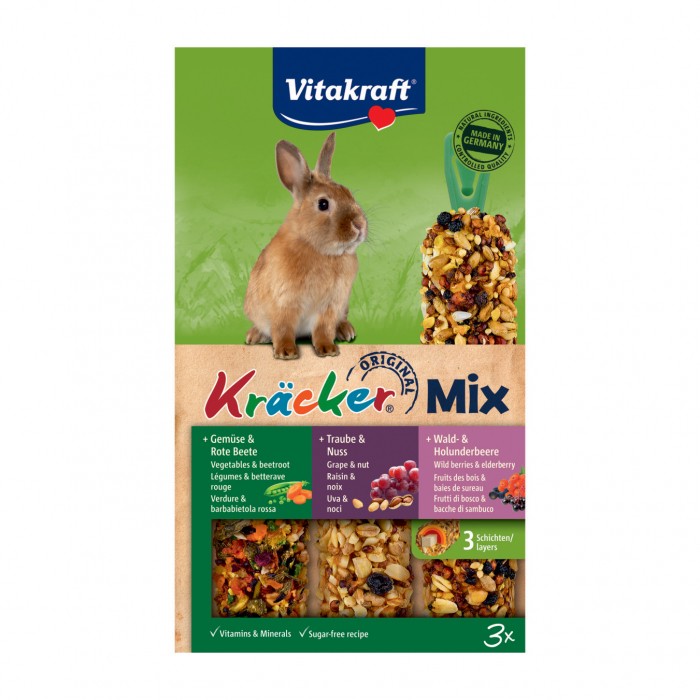 Friandise et complément  - Kräcker Trio-Mix lapins nains pour rongeurs