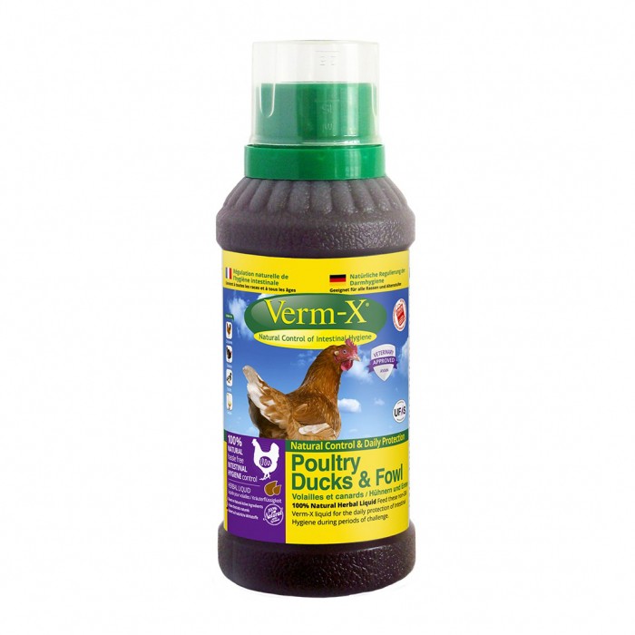 Friandise et complément poule - Verm-X Poules - Hygiène intestinale (solution liquide) pour poules
