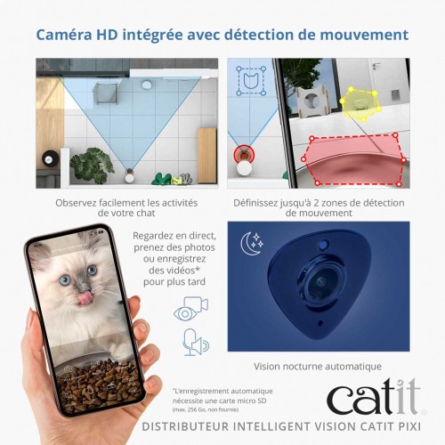 Gamelle, distributeur & fontaine - Distributeur connecté Pixi Vision LED 12 repas pour chats