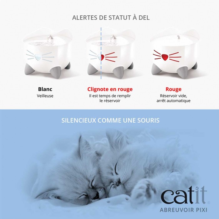 Gamelle, distributeur & fontaine - Fontaine Pixi 2,5L - Blanc pour chats