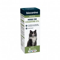 Aliment complémentaire confort et bien-être - Huile de Chanvre 5% pour chat Biocanina