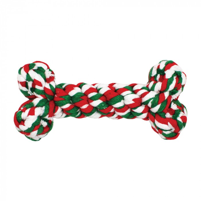 Jouet Os de Noël en corde pour chien