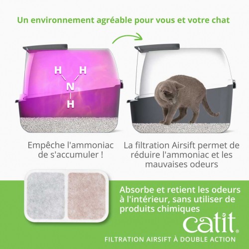 Litière chat, maison de toilette - Filtre anti-odeur Airsift  pour chats
