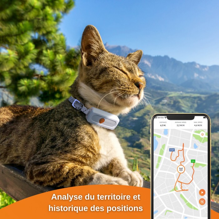 Chatière, sécurité, anti-fugue - Collier GPS Wennect XS Cats - Blanc pour chats